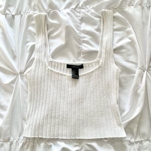 Cropped Ribbed Tank Top | White | Small | Forever21